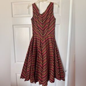 Pin-Up Girl Couture Fire Striped Swing Dress size M
